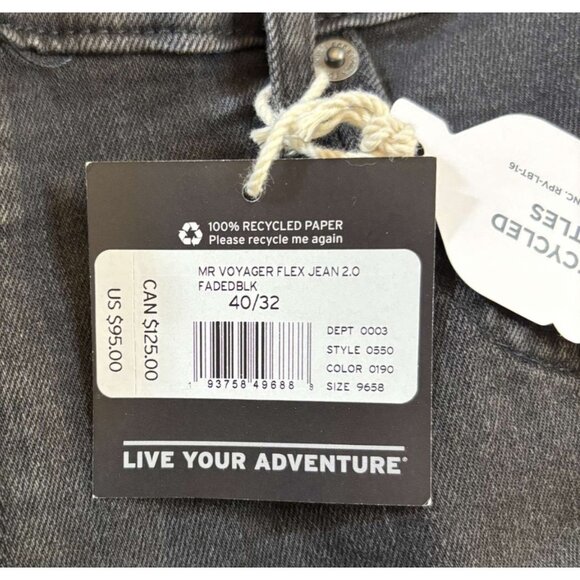 Eddie Bauer Mens Voyager Flex Jeans 2.0 Slim Fit Straight Leg 40x32 Faded Black - Picture 5 of 6